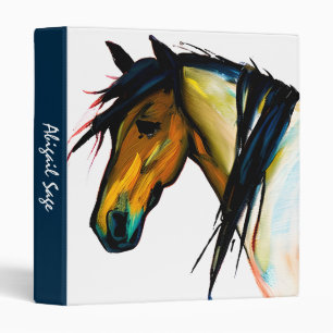 Classeur Pony sauvage personnalisé   Cheval aquarelle