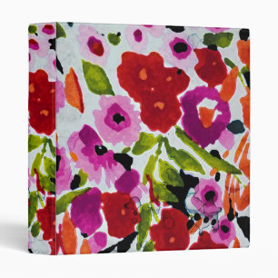 Classeur Pop de Couleur Audacieuse Fleurs Aquarelle Encre M
