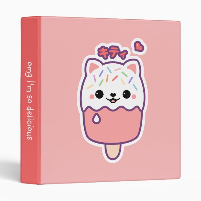 Classeur Popsicle mignon de chat (Devant/Côté)