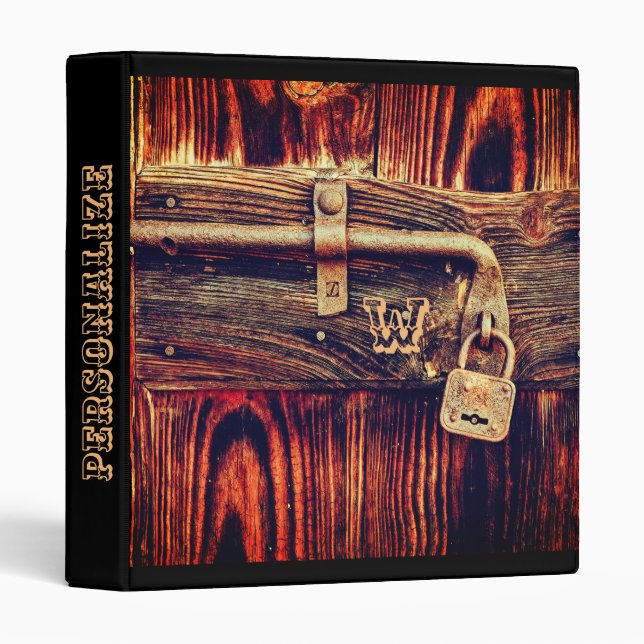 Classeur Porte en bois rustique avec serrure en laiton anti (Devant/Côté)