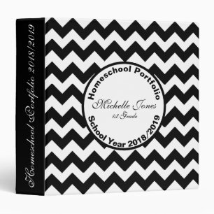 Classeur Portefeuille Chevron noir et blanc