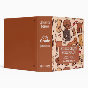 Classeur Portefeuille de l'école à domicile chien coloré an