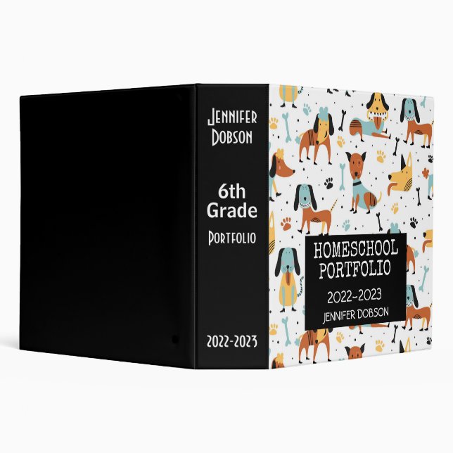 Classeur Portefeuille de l'école à domicile motif de chien  (Arrière-plan)