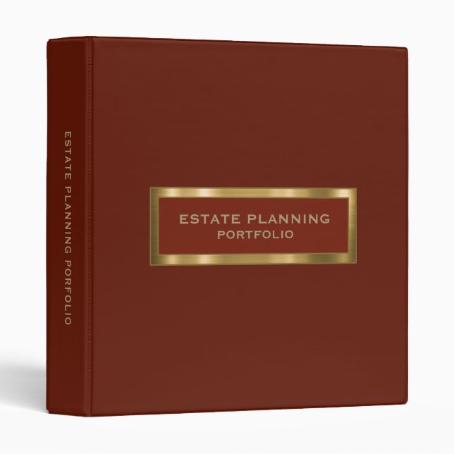 Classeur Portefeuille de planification immobilière Red Gold (Devant/Côté)