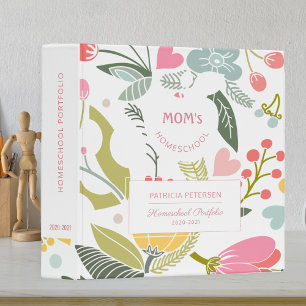Classeur Portefeuille d'école pastel motif floral blanc