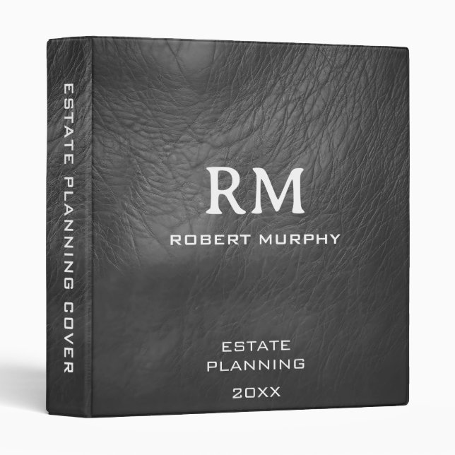 Classeur Portefeuille en cuir classique Monogramme personna (Devant/Côté)