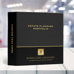 Classeur Portefeuille en cuir noir professionnel en or