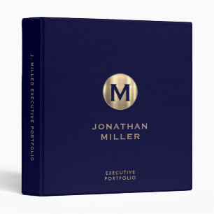Classeur Portefeuille exécutif du Monogramme bleu marine et