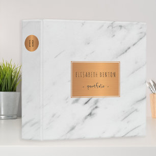Classeur Portefeuille géométrique en cuivre Marbre blanc
