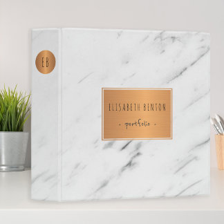 Classeur Portefeuille géométrique en cuivre Marbre blanc