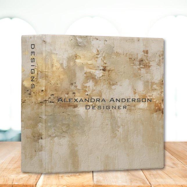Classeur Portefeuille moderne texturé or Abstrait minimal (Minimal Abstract Gold Textured Modern Portfolio 3 Ring Binder)