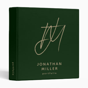 Classeur Portefeuille Monogramme vert Emerald Moderne Minim