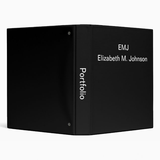 Classeur Portefeuille Noir et Blanc Votre nom et Monogramme (Arrière-plan)