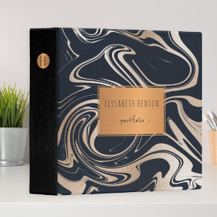 Classeur Portefeuille rose noir en marbre d'or en cuivre