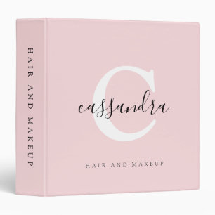 Classeur Portfolio Client Monogramme Minimaliste Rose Pâle