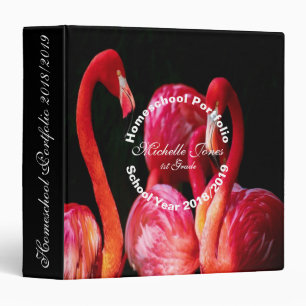 Classeur Portfolio de scolarité à domicile des flamants ros