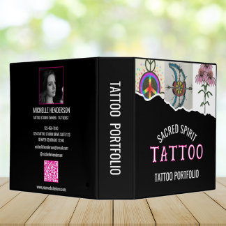 Classeur Portfolio de Tatouage Code QR Photo Texte Moderne