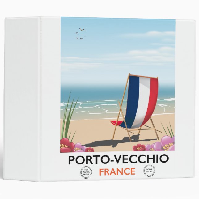 Classeur Porto-Vecchio, France affiche de voyage de plage (Devant/Côté)