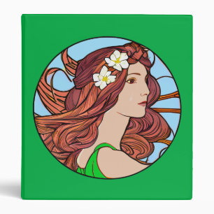 Classeur Portrait Art Nouveau d'une femme aux cheveux rouge