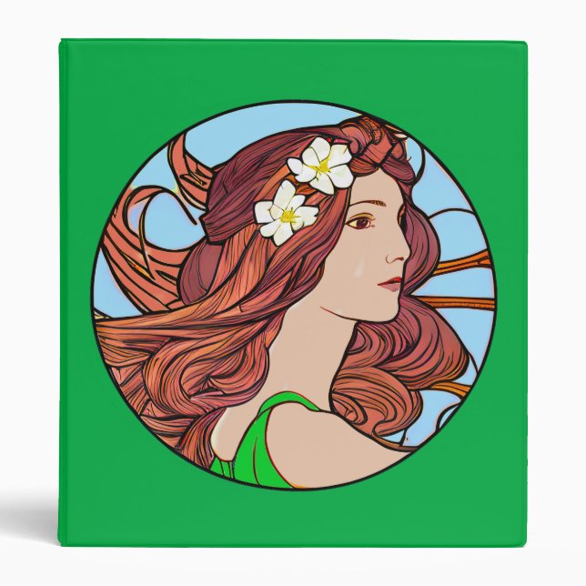 Classeur Portrait Art Nouveau d'une femme aux cheveux rouge (Devant)
