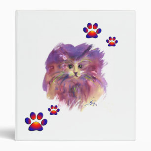 Classeur PORTRAIT DE CHATON VIOLET AUX PATTES COLORÉES,Blan