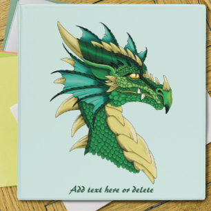 Classeur Portrait de tête de dragon vert émeraude Fantastiq