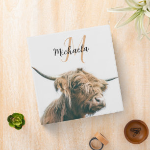 Classeur Portrait de vache Highland nom personnalisé monogr
