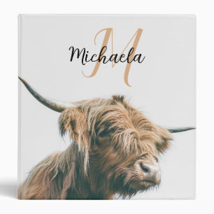 Classeur Portrait de vache Highland nom personnalisé monogr