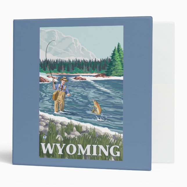 Classeur Poster de voyage Vintage FishermanWyoming (Devant/intérieur)