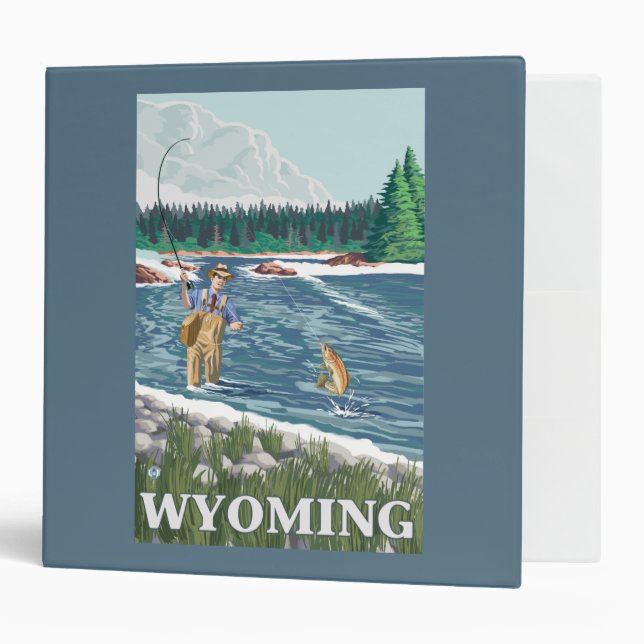 Classeur Poster de voyage Vintage FishermanWyoming (Devant/intérieur)