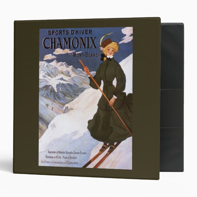 Classeur Poster d'une femme en ski vert (Devant/intérieur)