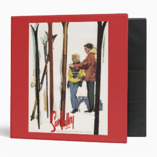 Classeur Poster Skis debout dans la neige par un couple