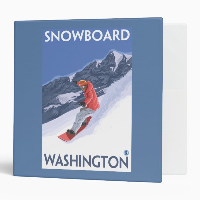 Classeur Poster Vintage voyage Washington Snowboard (Devant/intérieur)