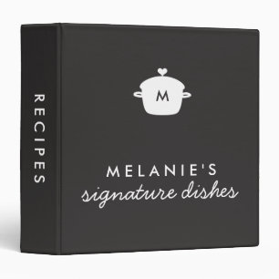 Classeur Pot Cuisine mignon Monogramme de charbon