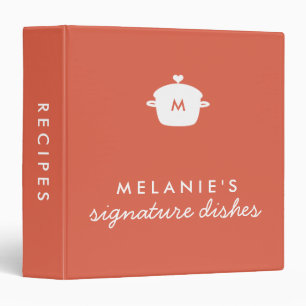 Classeur Pot Cuisine mignon Monogramme orange