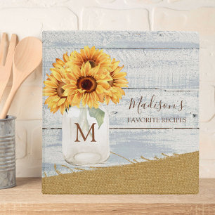 Classeur Pot de fleurs tournesol aquarelle en bois délabré 