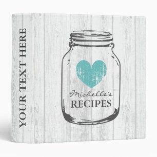 Classeur Pot de mason rustique recette de bois vintage livr