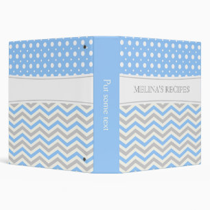 Classeur Pot moderne bleu, gris, blanc chevron & poka