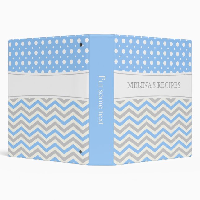 Classeur Pot moderne bleu, gris, blanc chevron & poka (Arrière-plan)