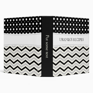 Classeur Pot moderne noir, gris, chevron blanc & poka