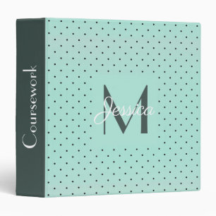 Classeur Pot Polka Turquoise moderne et monogramme