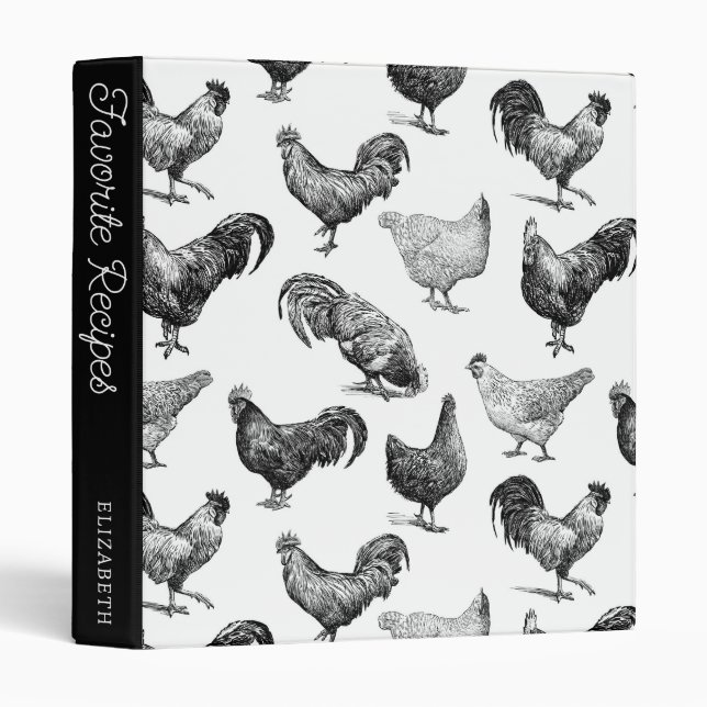 Classeur Poulet de la ferme de campagne Retro | Livre de re (Devant/Côté)