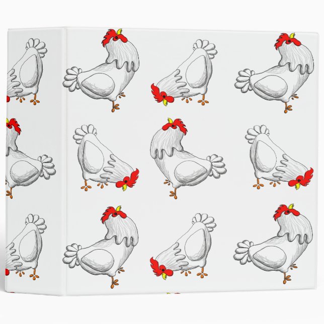 Classeur Poulets bavards blancs (Devant/Côté)