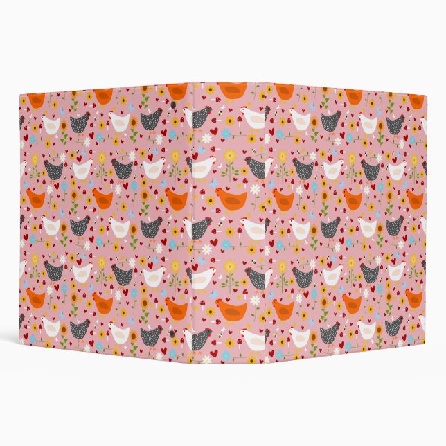 Classeur Poulets dans le Jardin Fleur Rose (Arrière-plan)
