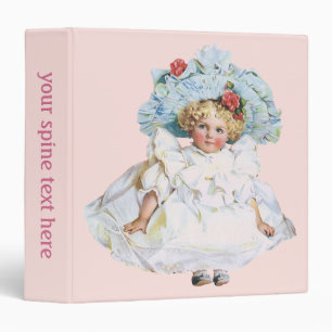 Classeur Poupée bébé fille victorienne vintage, chapeau de