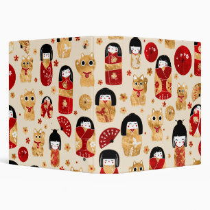Classeur Poupées japonaises - Chats Kokeshi et Maneki Neko