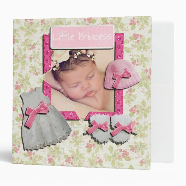 Classeur pour bébé fille personnalisable (Devant/intérieur)