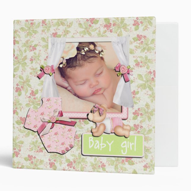 Classeur pour bébé fille personnalisable (Devant/intérieur)