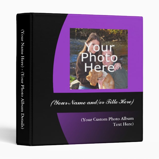 Classeur Pourpre/classeur personnalisé par noir d'album (Devant/Côté)