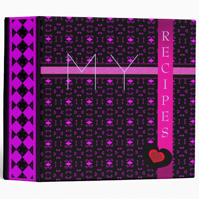 Classeur pourpre d'amusement et noir magenta de (Devant/Côté)